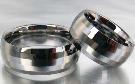 WOLFRAM RING 8mm TITAN EDELSTAHL SILBER FACETTIERT  